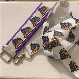JMU keychain and lanyard